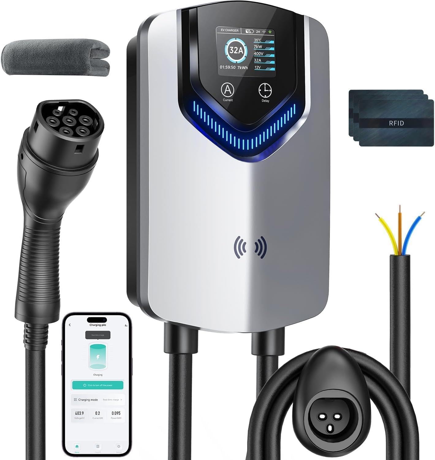 Ver especificaciones técnicas y precio actualizado de ABB Terra AC Wallbox Punto de Recarga 7.4kW Tipo 2 con RFID y Conectividad Cloud Fotografía técnica oficial de ABB Terra AC Wallbox Punto de Recarga 7.4kW Tipo 2 con RFID y Conectividad Cloud - Vista frontal con fondo neutro