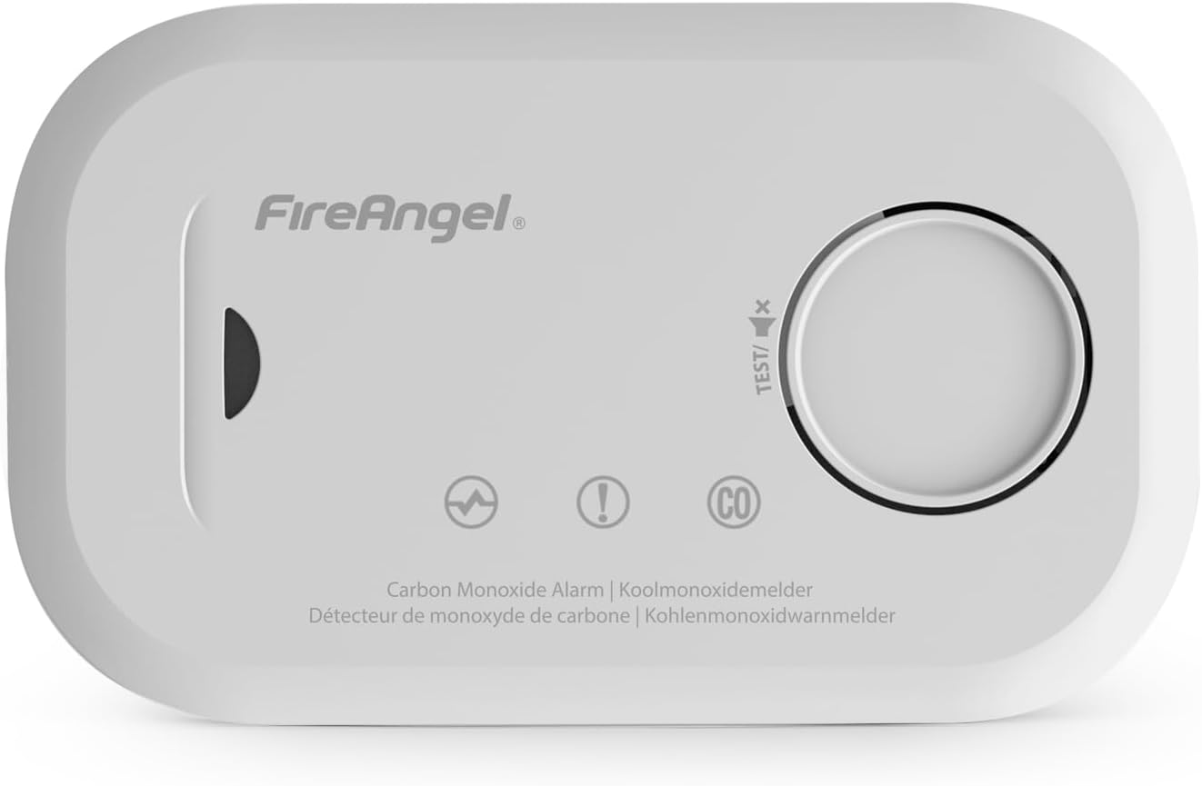 Fotografía técnica oficial de Detector de Fugas de Gas Natural y Butano WiFi con Salida de Corte de Válvula - Vista frontal con fondo neutro