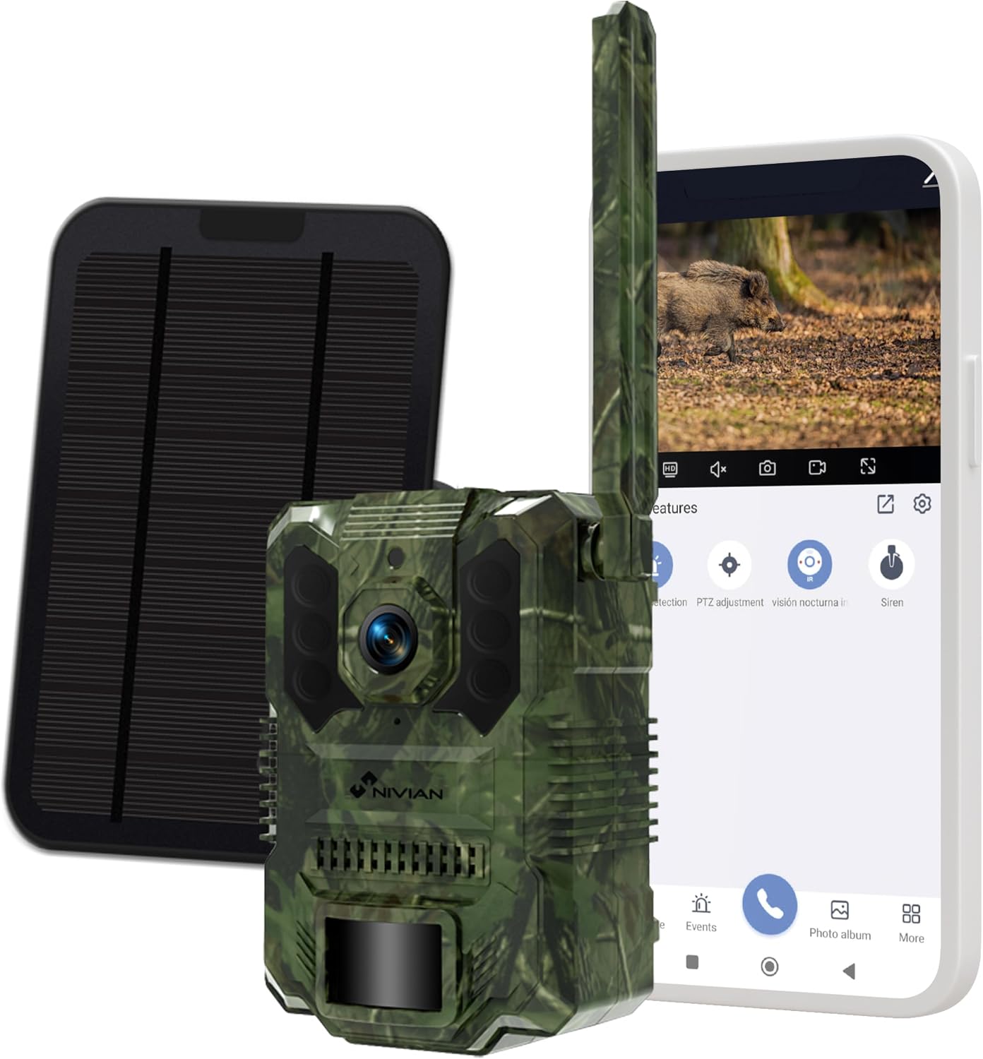 Fotografía técnica oficial de Coolife H881 Cámara de Fototrampeo 4K 32MP con Sensor PIR de Triple Zona - Vista frontal con fondo neutro