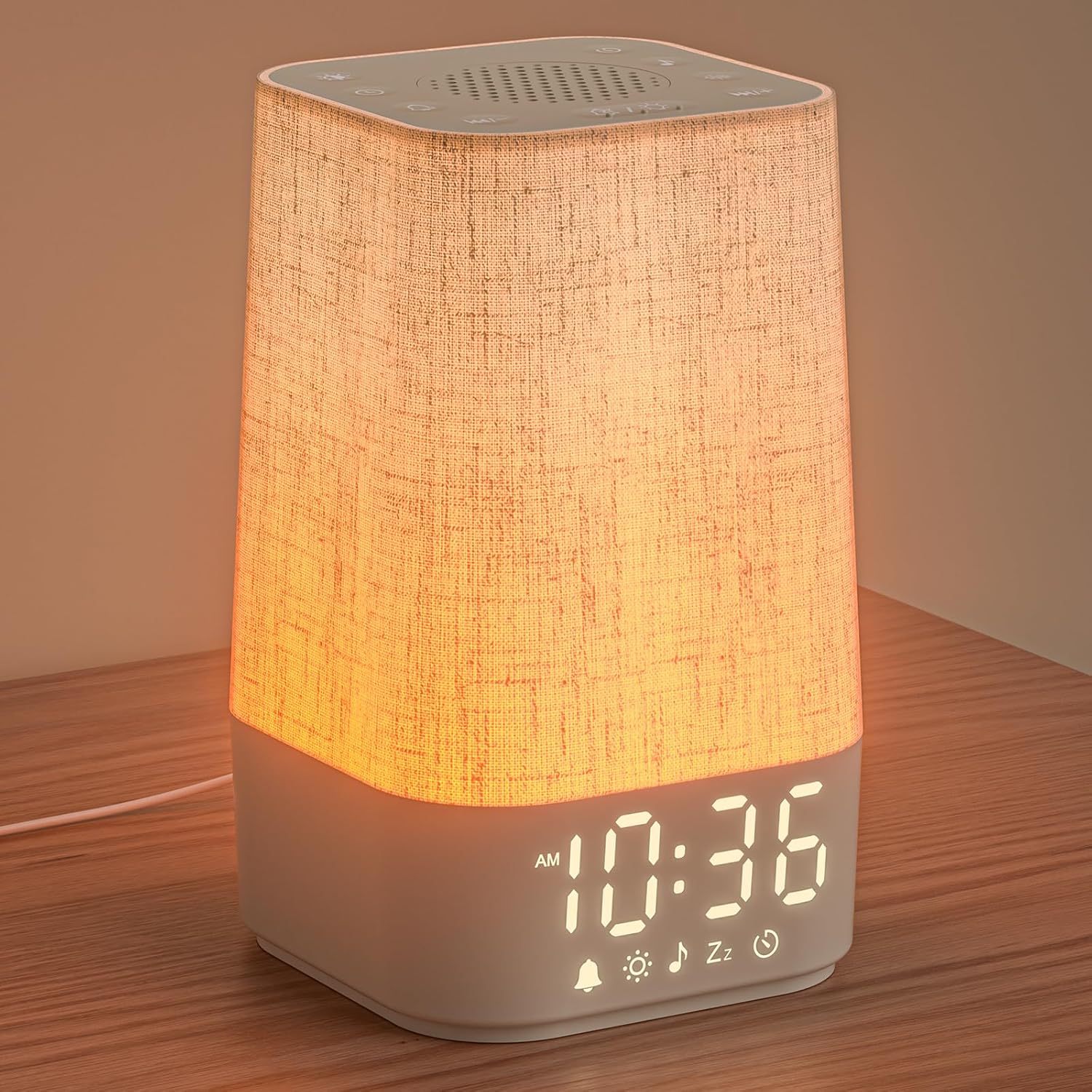 Fotografía técnica oficial de Despertador Inteligente de Luz Solar con WiFi Tuya, Doble Alarma y Control por Voz - Vista frontal con fondo neutro