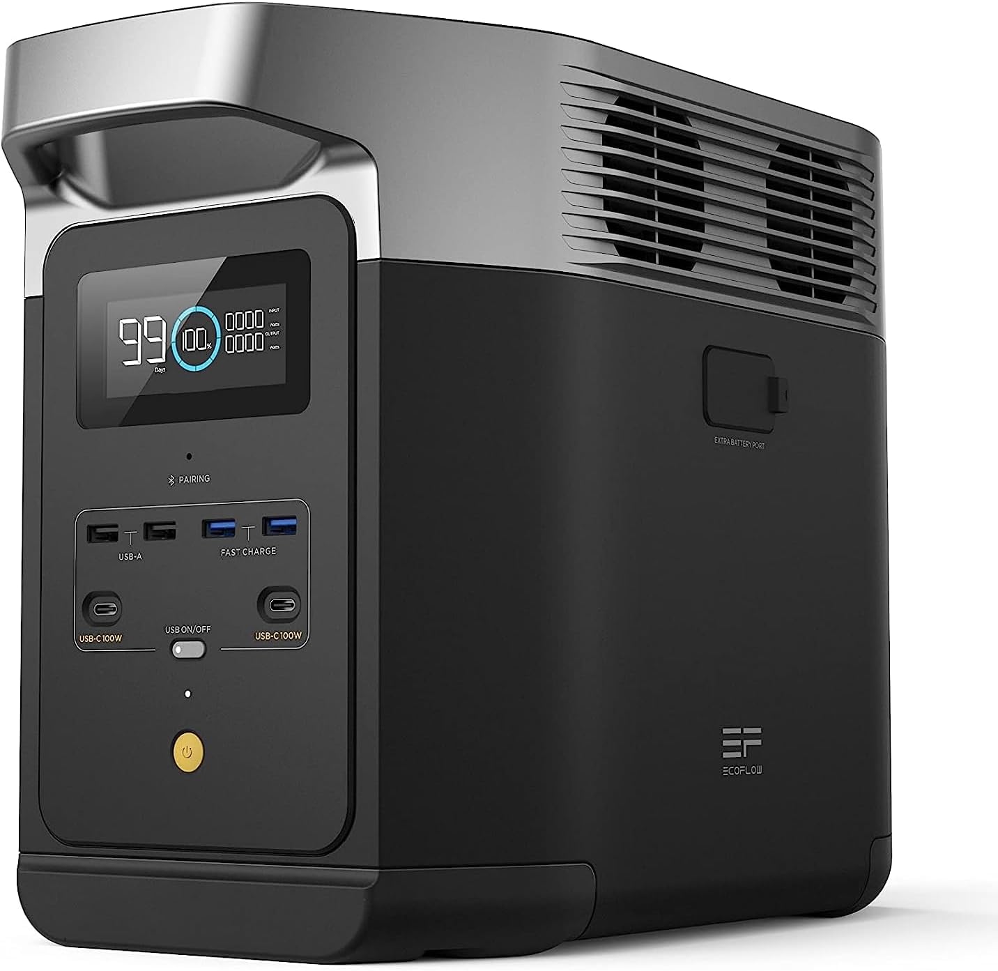 Fotografía técnica oficial de EcoFlow PowerStream Microinversor Solar de Balcón 800W con Enchufe Inteligente - Vista frontal con fondo neutro
