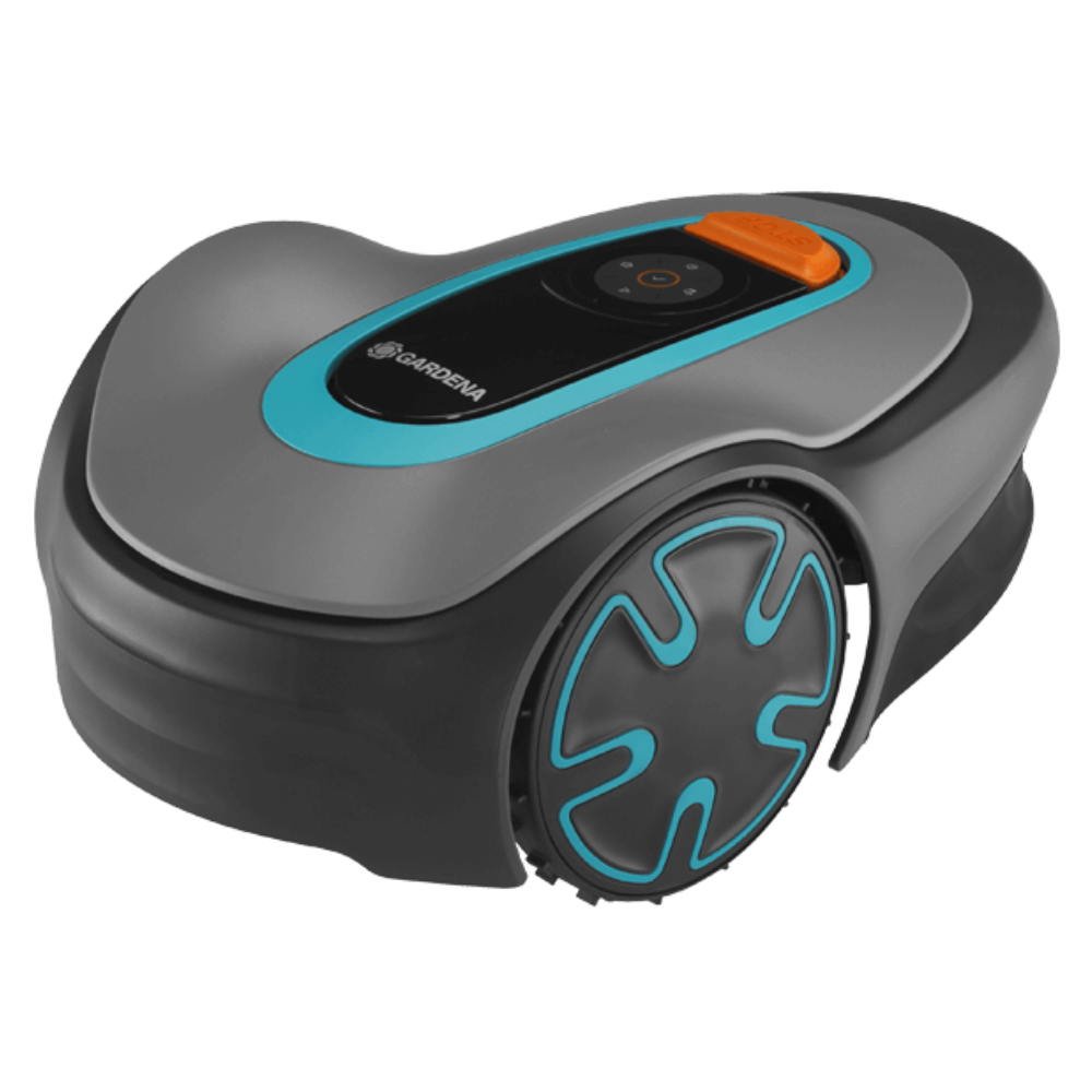 Fotografía técnica oficial de GARDENA smart SILENO minimo 250 Robot Cortacésped Autónomo con SensorCut y Modo Silencioso - Vista frontal con fondo neutro