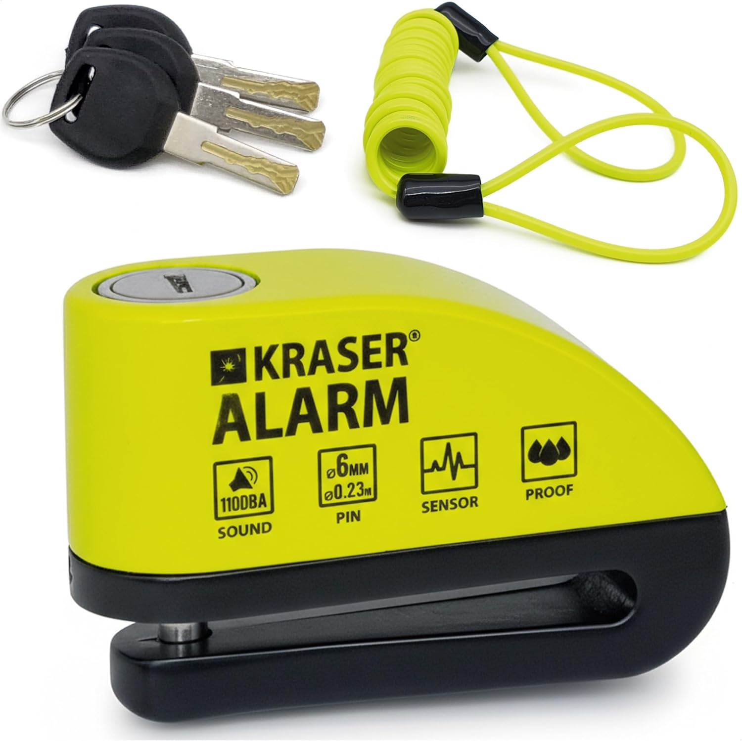 Fotografía técnica oficial de Golden Shield Cerradura Invisible de Seguridad con Alarma Integrada de 95dB y Mandos - Vista frontal con fondo neutro