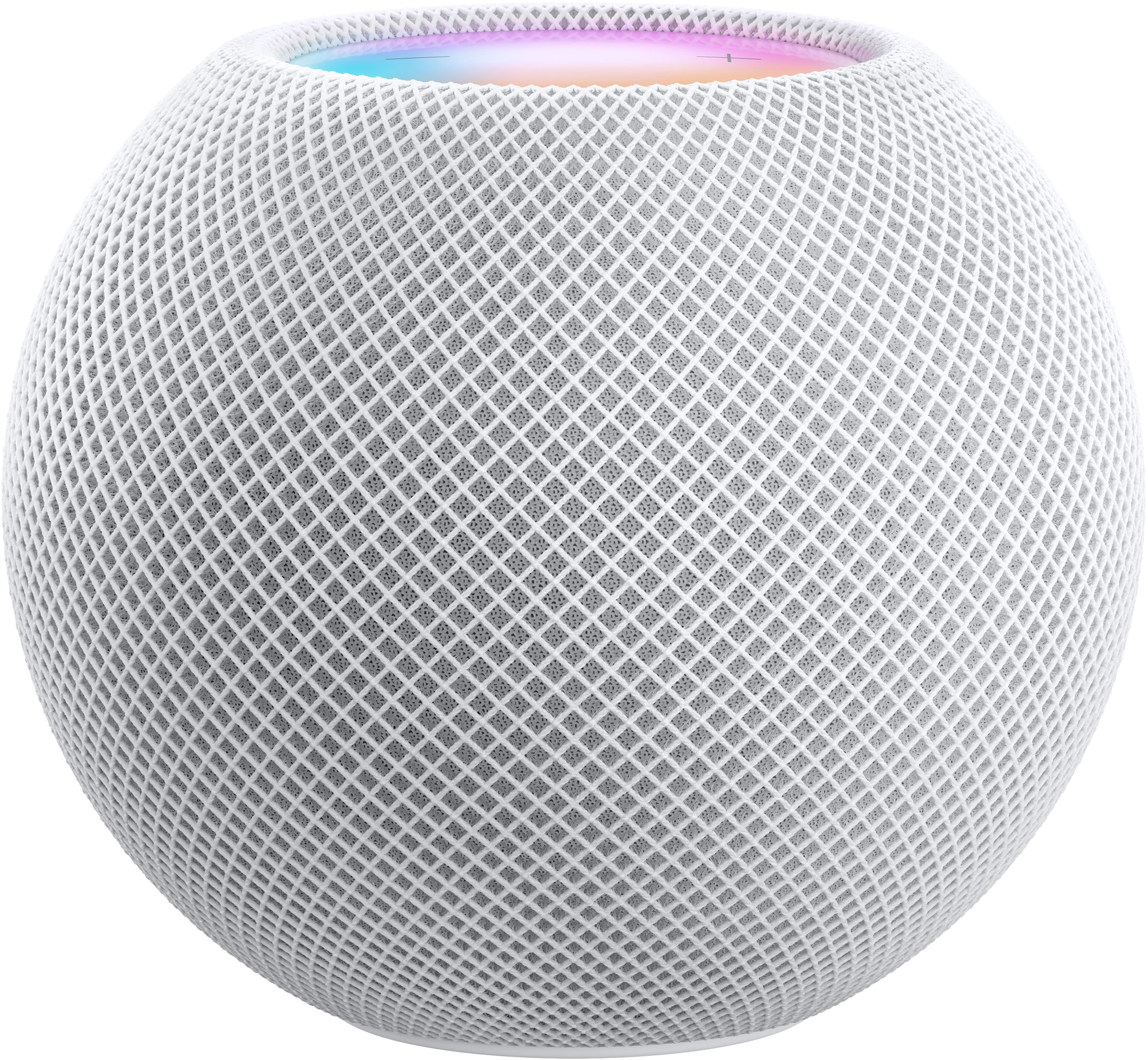 Fotografía técnica oficial de Apple HomePod mini Altavoz Inteligente con Siri y Router de Borde Thread - Vista frontal con fondo neutro