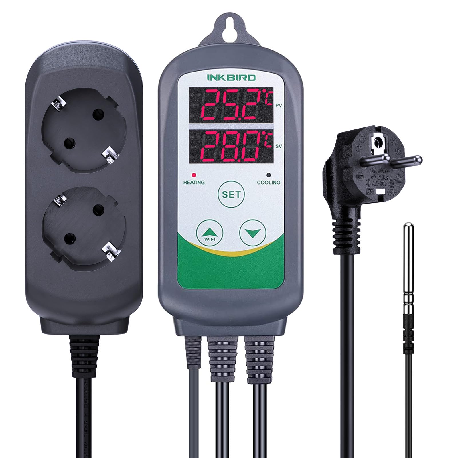 Inkbird ITC-308 WiFi Controlador de Temperatura Digital de Doble Relé para Invernaderos y Fermentación