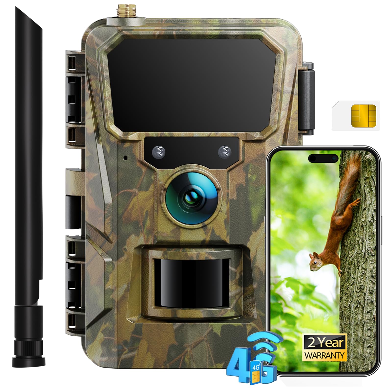 CEYOMUR 4G LTE Cámara Caza con Tarjeta Sim, 2K 48MP Visión Nocturna | Activación Movimiento Control App en Amazon.es