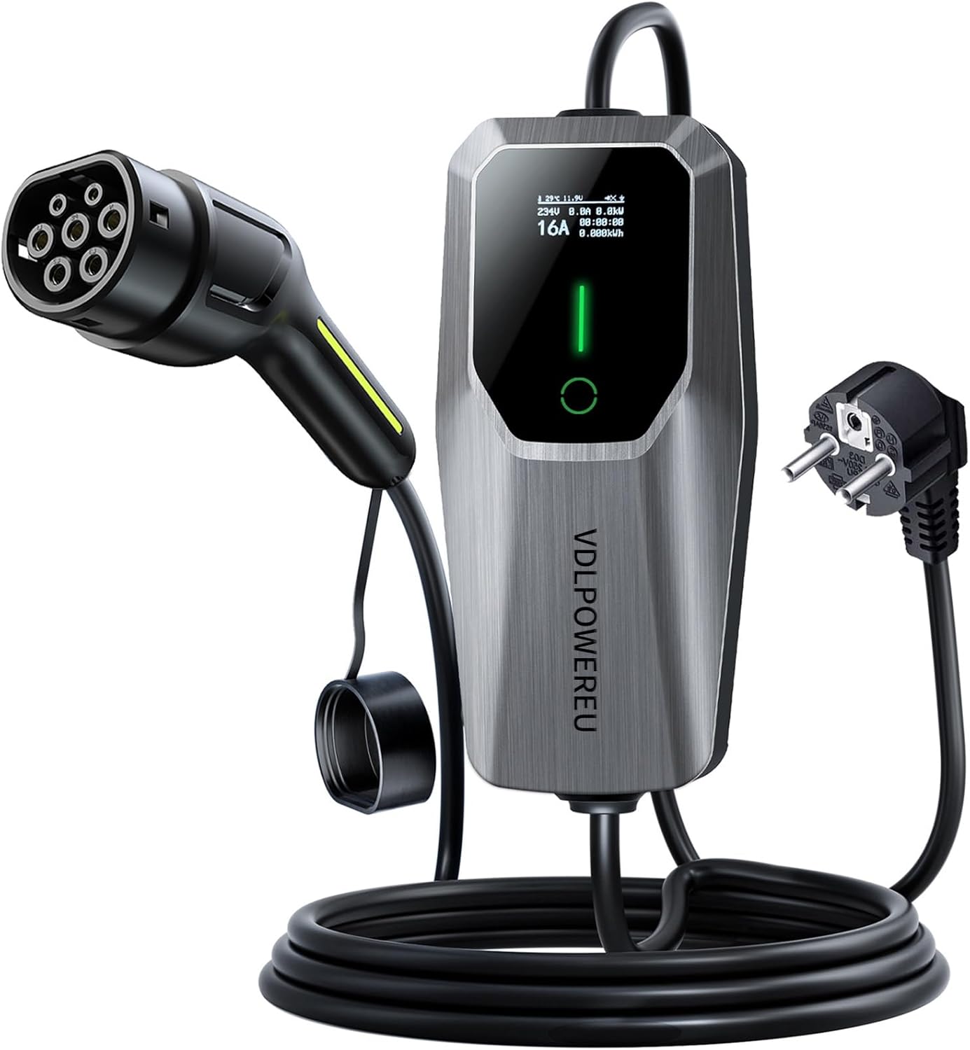 Ver especificaciones técnicas y precio actualizado de Morec Cargador Portátil para Vehículo Eléctrico Tipo 2 Schuko Regulable (10A/16A) Fotografía técnica oficial de Morec Cargador Portátil para Vehículo Eléctrico Tipo 2 Schuko Regulable (10A/16A) - Vista frontal con fondo neutro