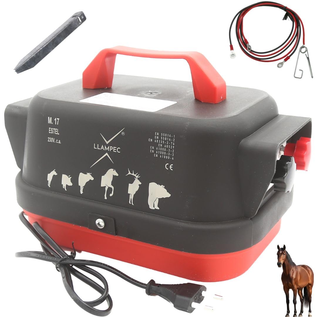 Fotografía técnica oficial de Llampec PAS000001 Pastor Eléctrico a Red 230V de Gran Potencia para Fincas - Vista frontal con fondo neutro