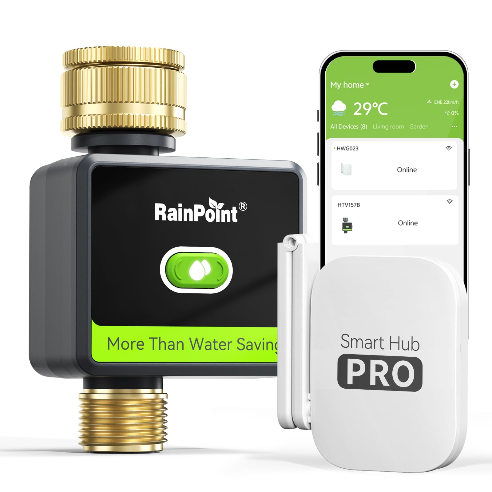 RAINPOINT Programador Riego WiFi, Temporizador de Riego Inteligente con Entrada y Salida de Latón y Gateway 10... en Amazon.es