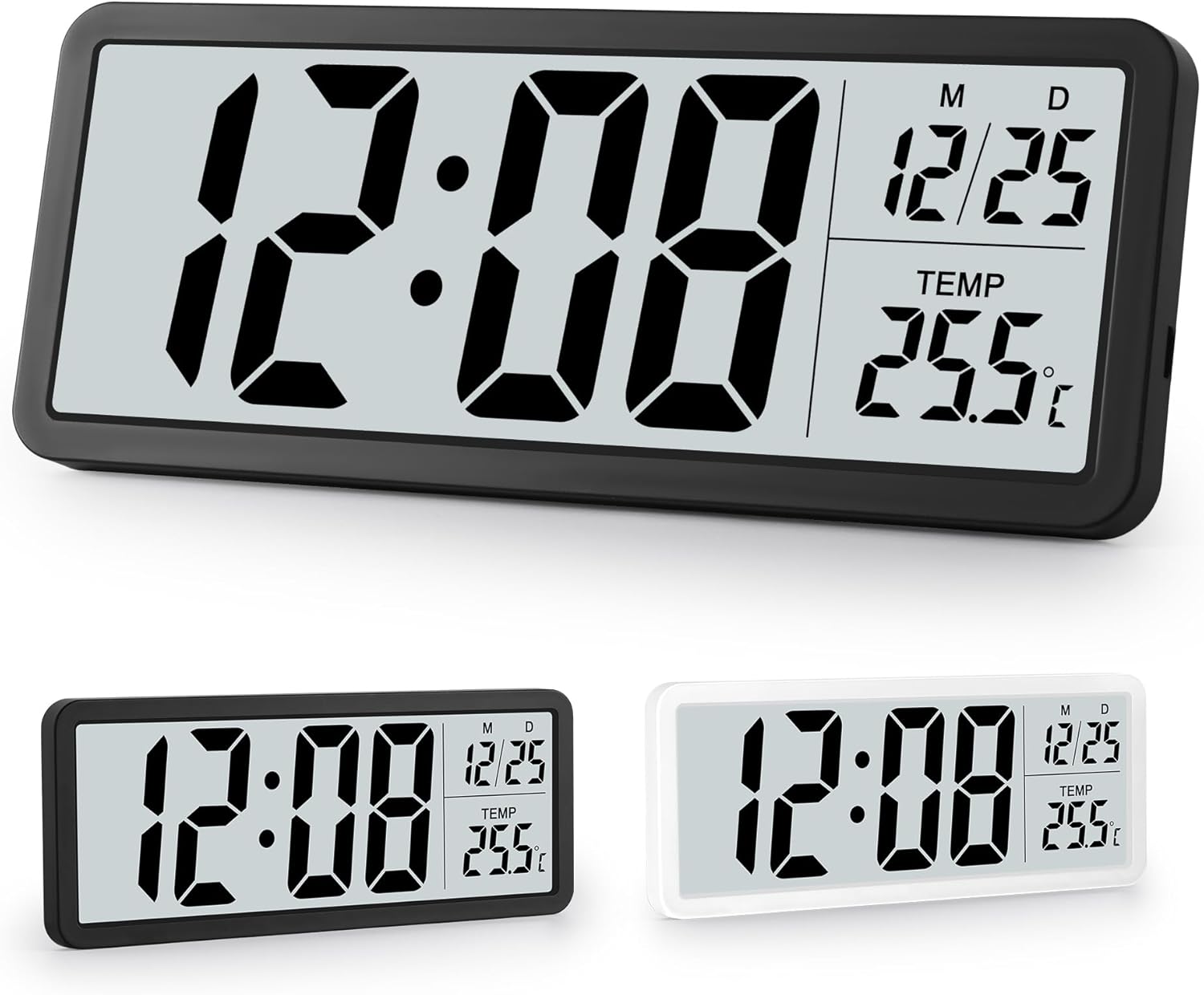 Fotografía técnica oficial de Reloj Despertador Digital con Proyección en el Techo de 180° y Sensor de Temperatura - Vista frontal con fondo neutro