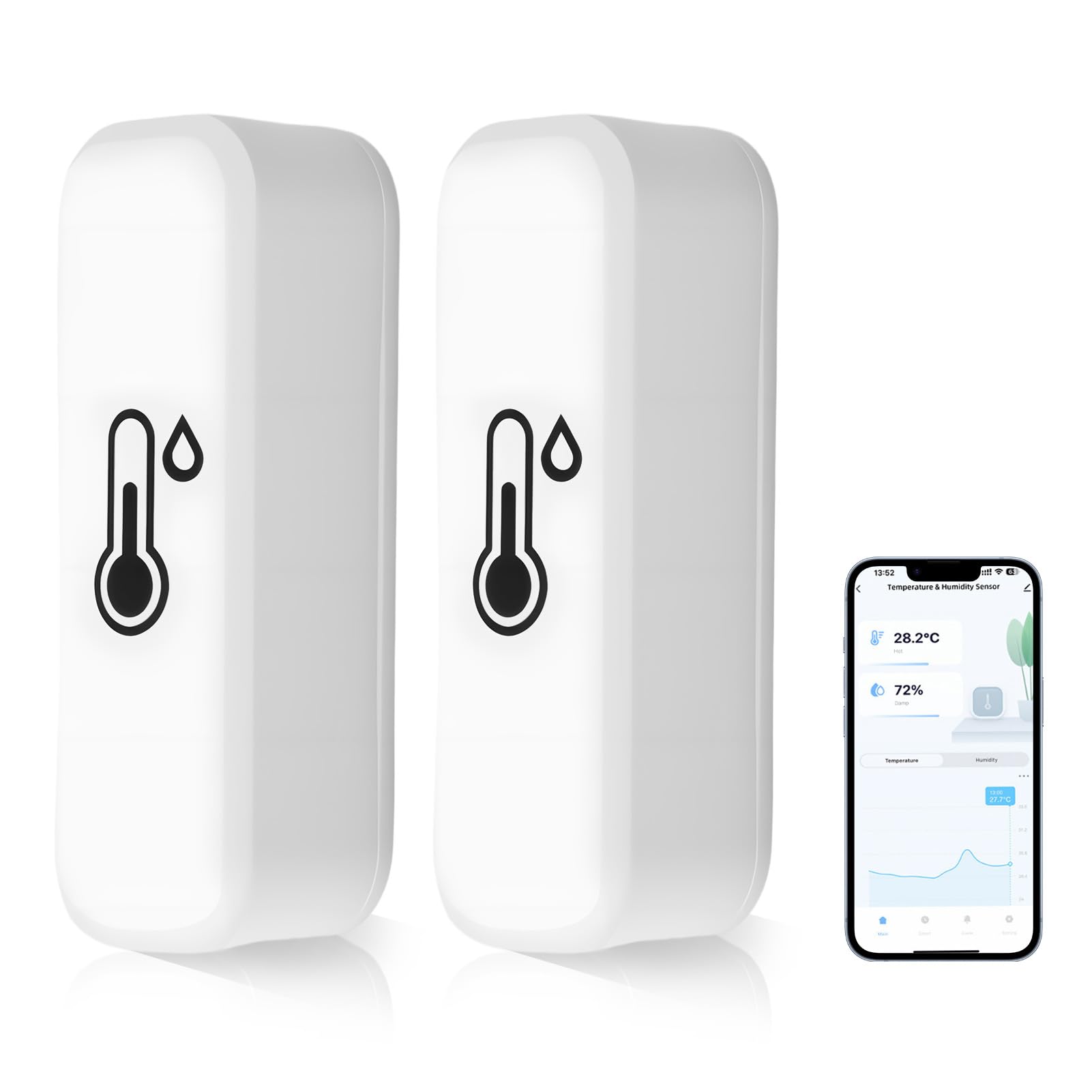 Sensor de Temperatura y Humedad para Hogar, Termómetro Higrómetro, 2pcs | WiFi Bluetooth en Amazon.es