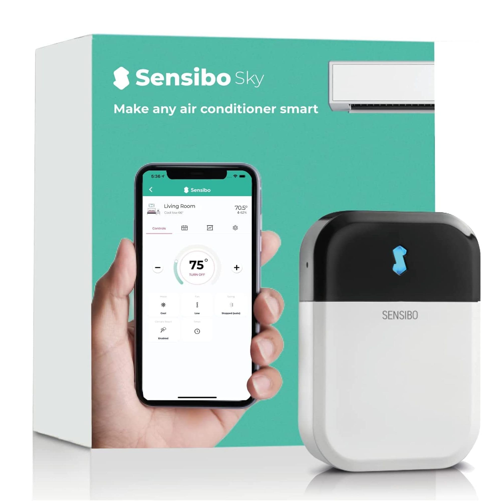 Sensibo Sky - Controlador WiFi inteligente de aire acondicionado. Mantiene la comodidad con energía eficiente.... en Amazon.es