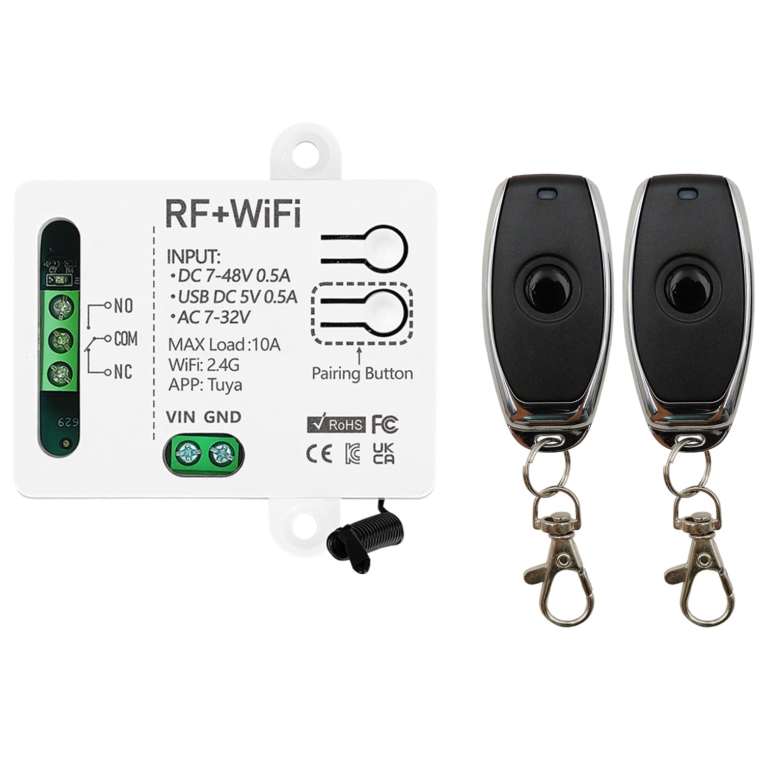 Fotografía técnica oficial de Shelly Plus 1 Relé Domótico Inteligente WiFi y Bluetooth con Alimentación a 12V DC - Vista frontal con fondo neutro