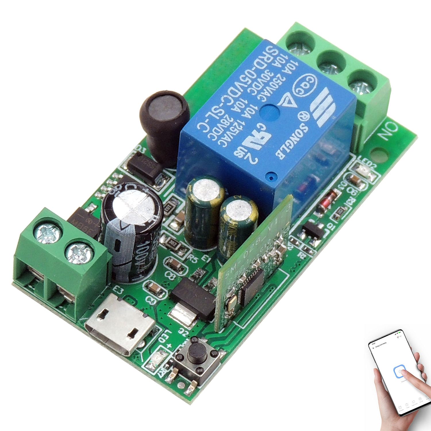 Fotografía técnica oficial de Shelly Plus 2PM Relé Doble WiFi y Bluetooth con Control Porcentual de Persianas - Vista frontal con fondo neutro