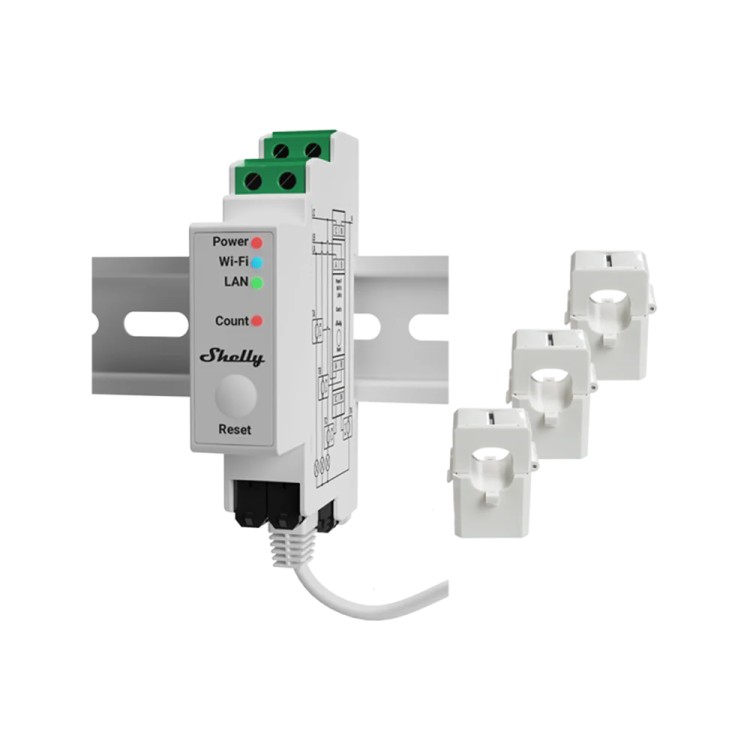 Shelly Pro 3EM Medidor de Energía Trifásico en Carril DIN