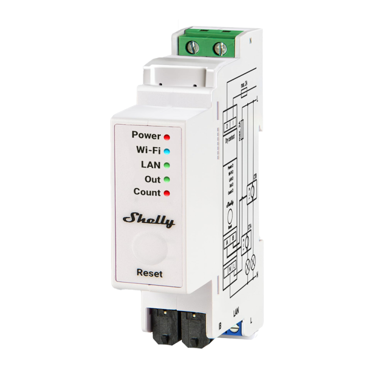 Medidor de energía Shelly Pro EM-50 para cuadro eléctrico Carril DIN