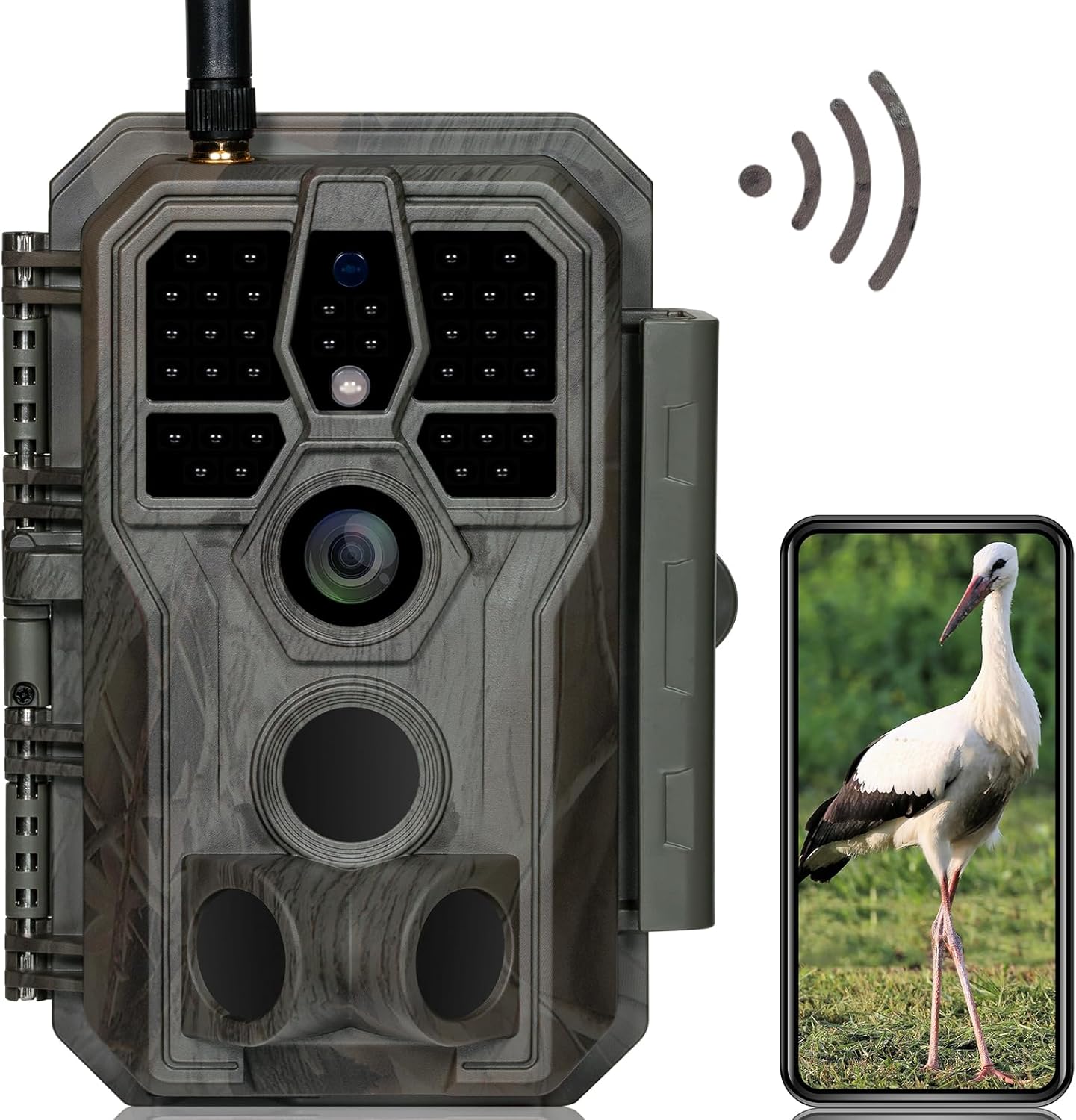 Fotografía técnica oficial de Spypoint Link-Micro-LTE Cámara de Caza 4G Ultracompacta con App de Gestión - Vista frontal con fondo neutro