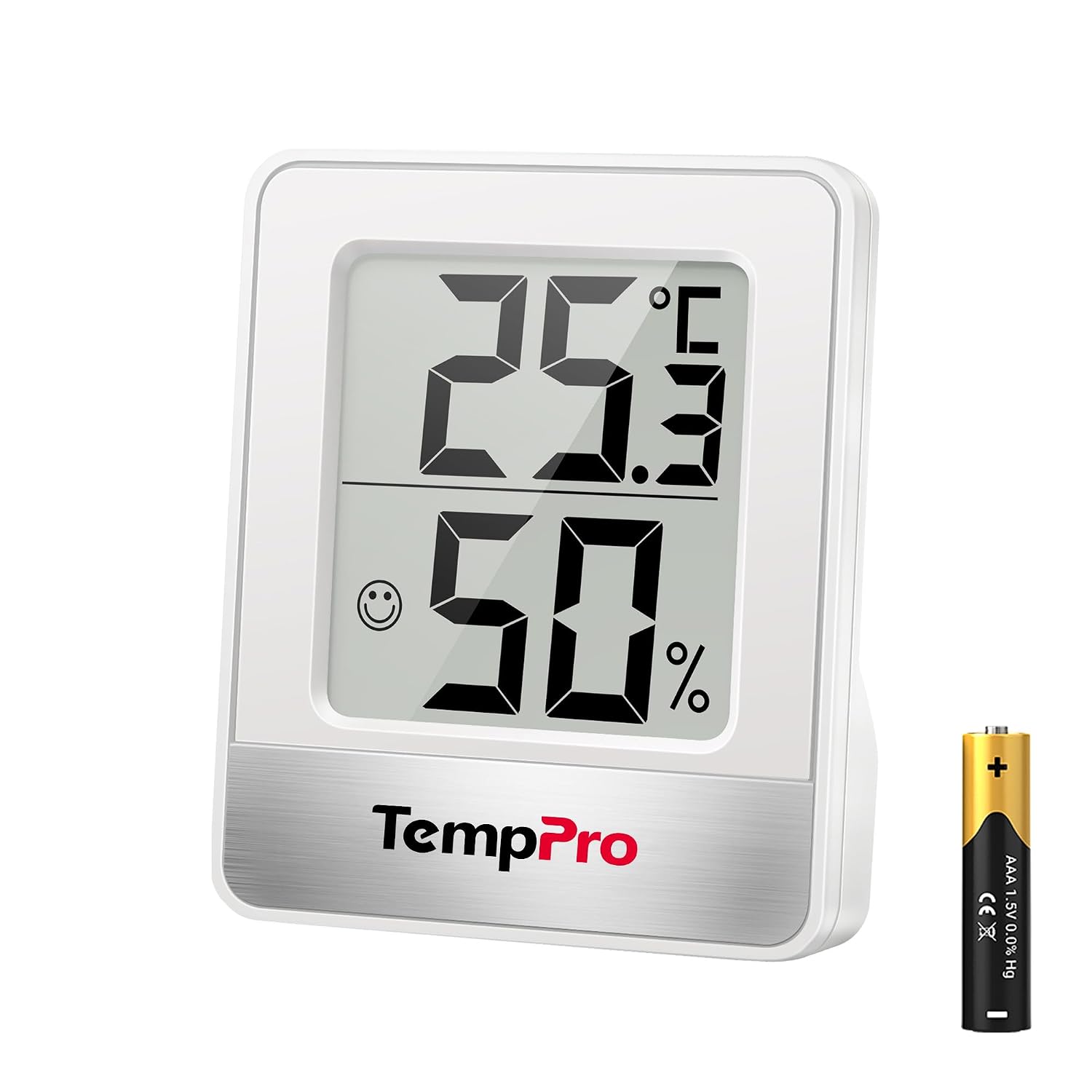 Fotografía técnica oficial de Sensor de Humedad y Temperatura de Suelo Zigbee 3.0 para Huertos y Macetas - Vista frontal con fondo neutro