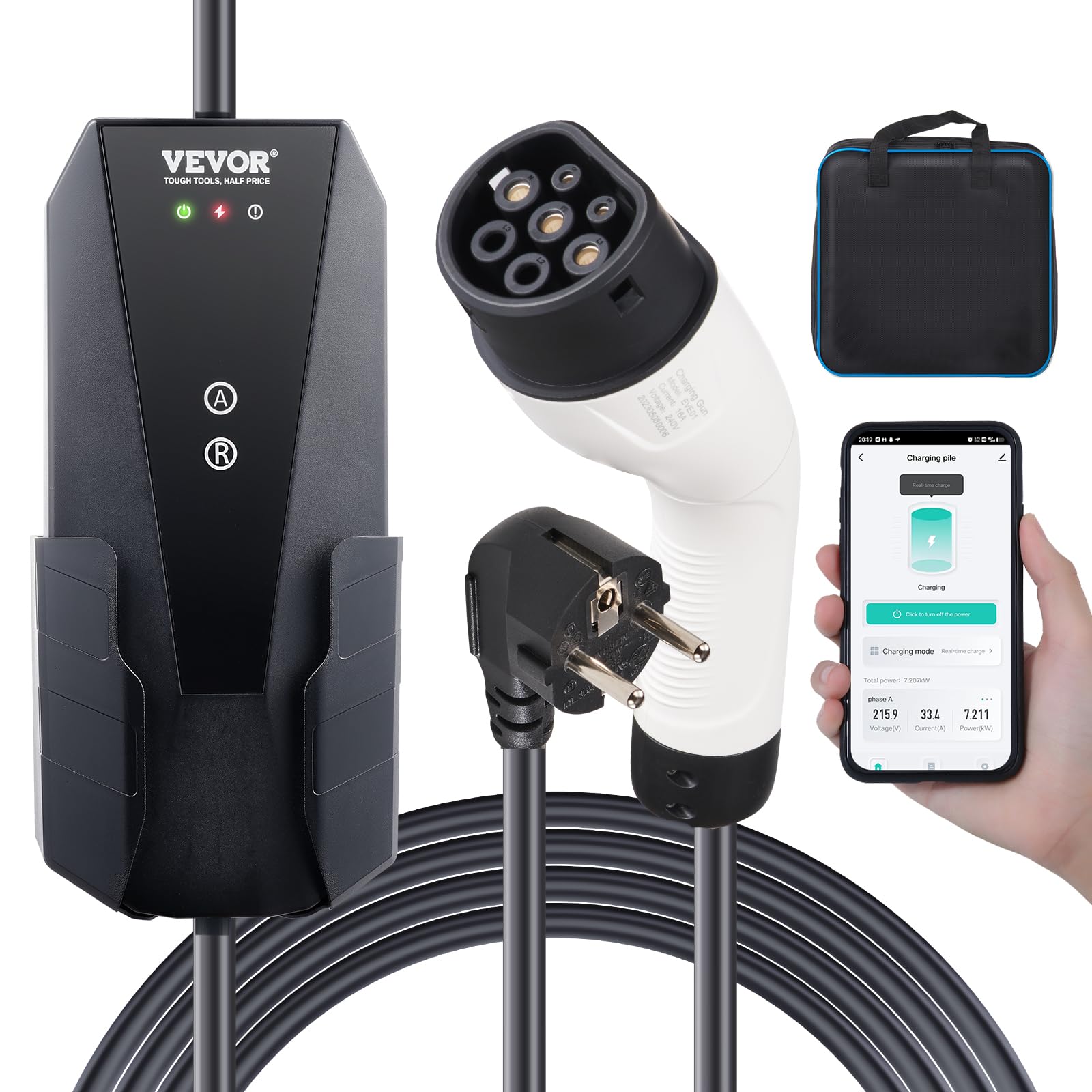 Ver especificaciones técnicas y precio actualizado de VEVOR Cargador EV Portátil Tipo 2 Cargador de Coche Eléctrico 16 A 3,7 kW con 8 VEVOR Cargador EV Portátil Tipo 2 Cargador de Coche Eléctrico 16 A 3,7 kW con 8 en Amazon.es