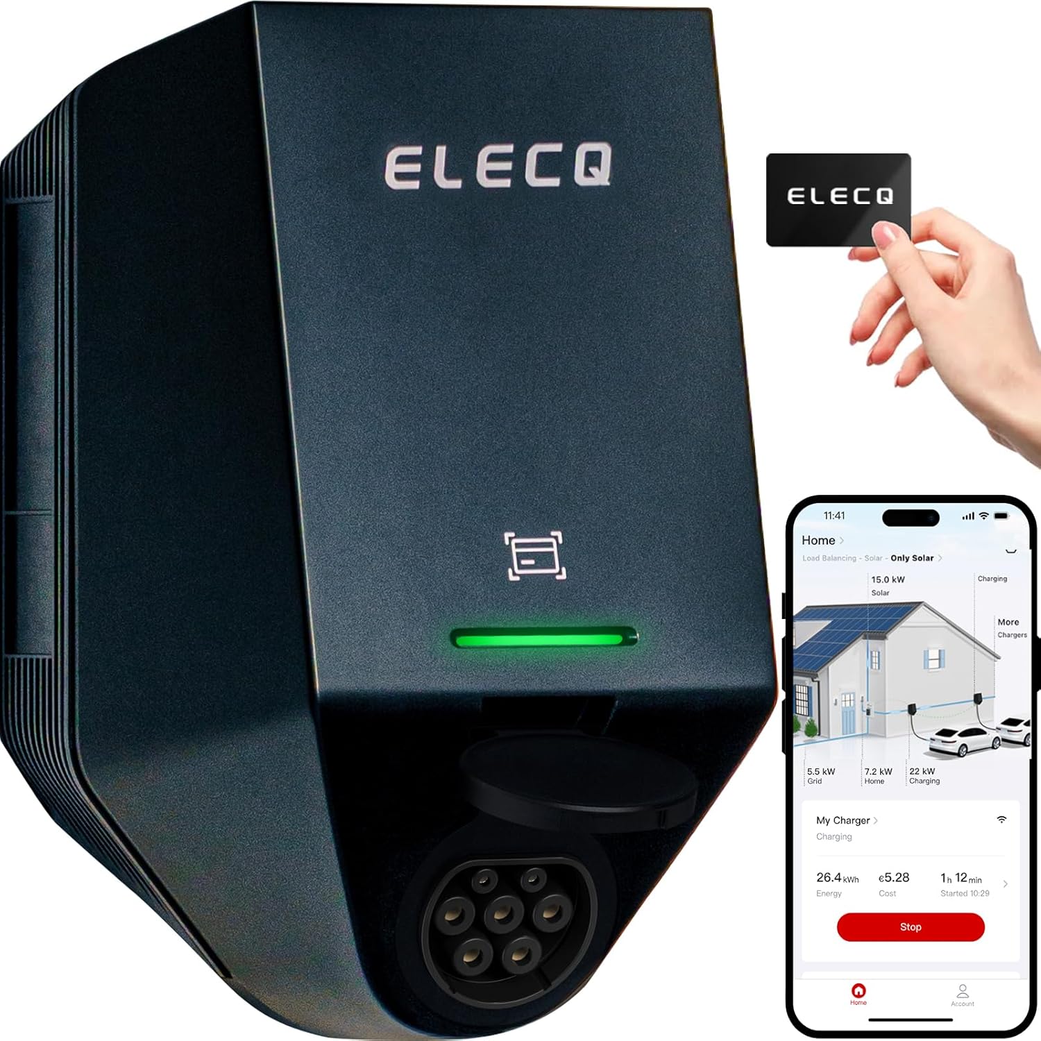 Ver especificaciones técnicas y precio actualizado de Wallbox Cargador Coche Eléctrico Trifásico 11kW con Tarjetas RFID y Control WiFi Fotografía técnica oficial de Wallbox Cargador Coche Eléctrico Trifásico 11kW con Tarjetas RFID y Control WiFi - Vista frontal con fondo neutro