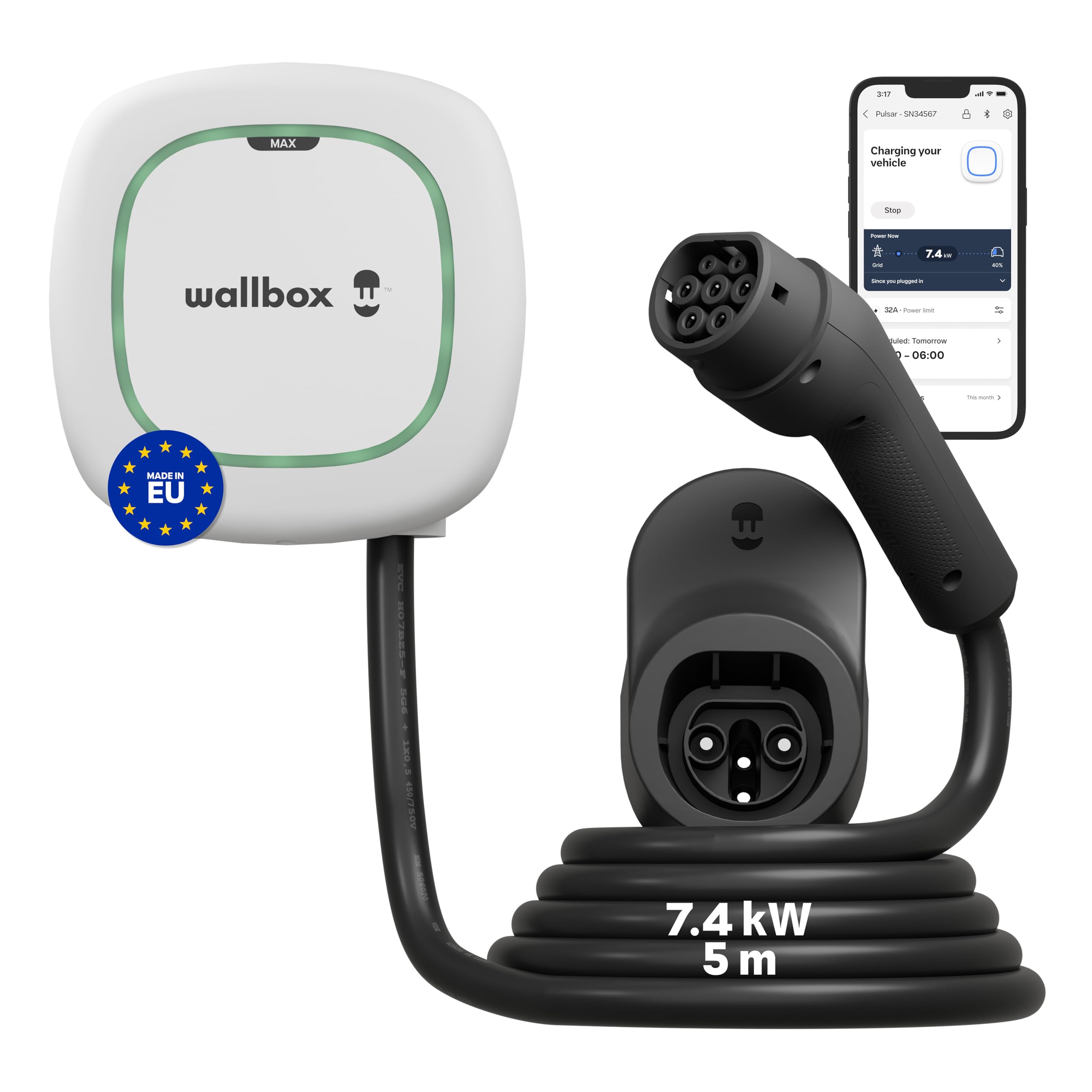 Ver especificaciones técnicas y precio actualizado de Wallbox Pulsar MAX 7.4kW, Cargador Coche Electrico Cable 5M, Cargador EV | Cargador EV Tipo 2 Wallbox Pulsar MAX 7.4kW, Cargador Coche Electrico Cable 5M, Cargador EV | Cargador EV Tipo 2 en Amazon.es