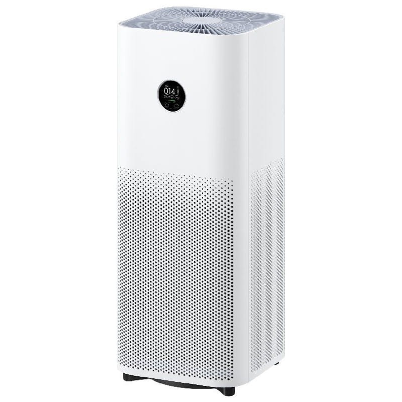 Fotografía técnica oficial de Xiaomi Smart Air Purifier 4 Pro Purificador de Aire de Alto Rendimiento con Pantalla OLED y Filtro 3 en 1 - Vista frontal con fondo neutro