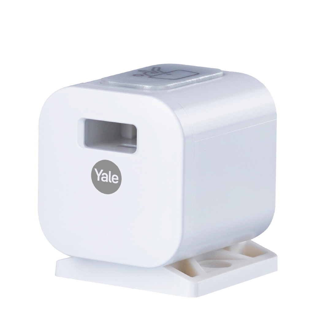 Fotografía técnica oficial de Yale Smart Cabinet Lock Cerradura Inteligente Oculta para Armarios y Cajones con Bluetooth - Vista frontal con fondo neutro